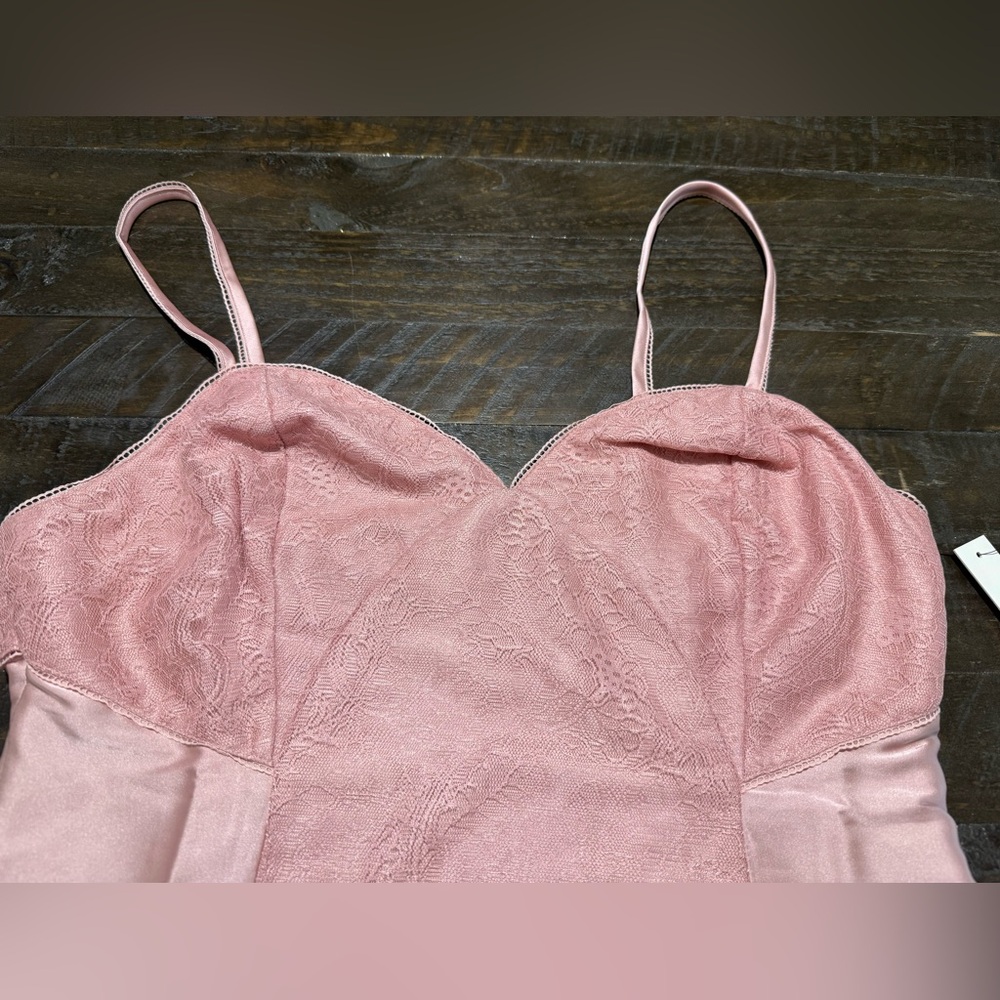 NWT Lani the Label Victoria Blush Pink Satin Lace Bodysuit Sz L Summer Party 90s - Picture 12 of 15